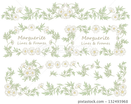 Retro style margaret decoration line and frame 132493968