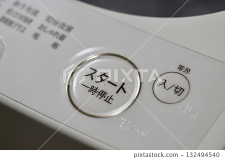 直立式洗衣機電源按鈕和啟動按鈕的特寫 直立式洗衣機電源按鈕和啟動按鈕的特寫 132494540