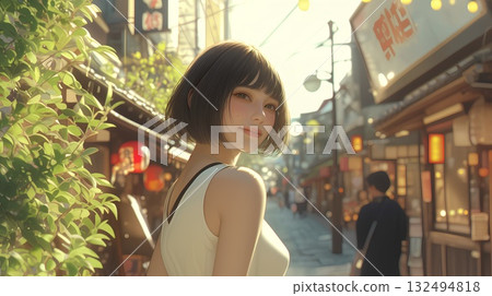 Young woman sightseeing at tourist spots Young woman sightseeing at tourist spots 132494818