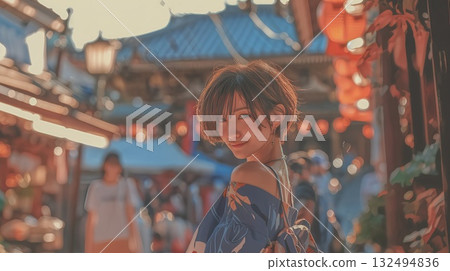 旅遊勝地的年輕女子 132494836