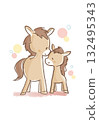 Friendly horse parent and child 132495343