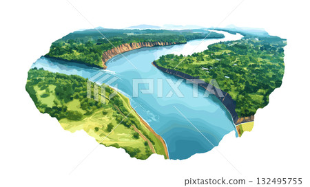 Triple Frontier. Triple Frontier hand drawn watercolor illustration Triple Frontier. Triple Frontier hand drawn watercolor illustration 132495755