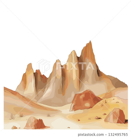 Valle de la Luna. Valle de la Luna hand drawn watercolor illustration 132495765