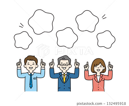 老闆和下屬的上半身向量插圖，透過裝飾_顏色展示公司的魅力 132495918