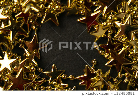 Gold star on slate board Christmas image texture 132496091