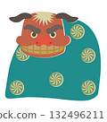Lion dance cartoon New Year's lion dance 132496211