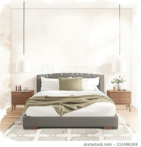 Model room-style stylish bed and bedroom interior Model room-style stylish bed and bedroom interior 132496269