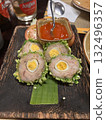 Cambodian egg and meat dish 132496357