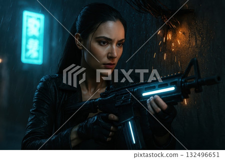 Agent Hiding Rifle Ready Rain Night Urban Combat Agent Hiding Rifle Ready Rain Night Urban Combat 132496651