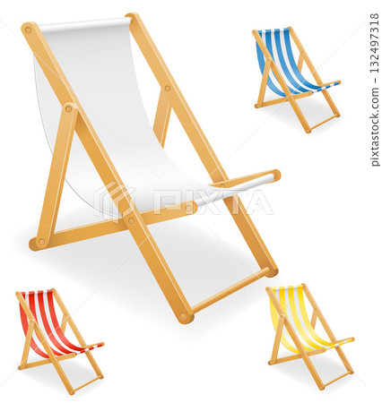 deck chair for beach made of wooden cartoon stock vector illustration 132497318