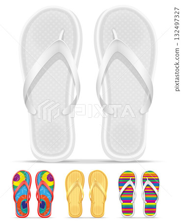 beach summer slippers cartoon stock vector illustration 132497327