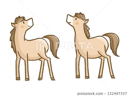 溫柔的手繪馬插畫 溫柔的手繪馬插畫 132497337