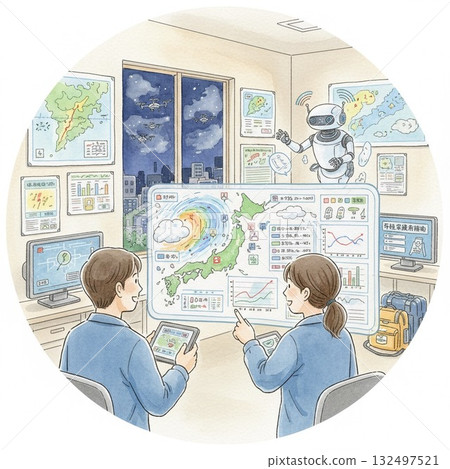 水彩畫 與人工智慧共存：人工智慧和無人機支援危機管理和防災 天氣觀測和人工智慧預報 132497521