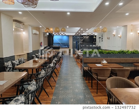 Noida , india - Cafe seating arrangement in noida june 29 2025 132497732