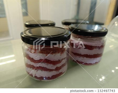 Jar pastry cake with selective focus 132497743