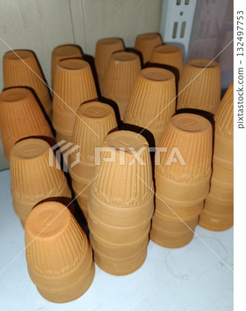 Soil cups with selective focus 132497753