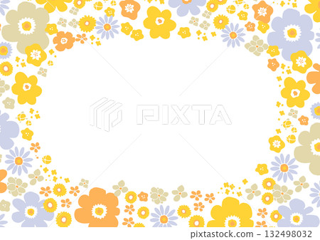 春花環繞的鮮豔花框背景插圖 132498032