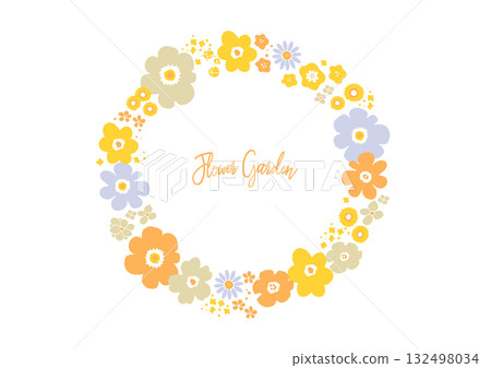 Natural flower wreath background illustration decorated with spring flowers Natural flower wreath background illustration decorated with spring flowers 132498034
