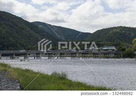 Mountain and Togetsukyo Bridge scenery 132498092