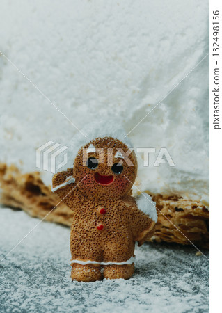 close view of smiling gingerbread man 132498156