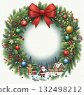 A message card surrounded by Christmas wreath decorations 132498212