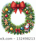 A message card surrounded by Christmas wreath decorations 132498213