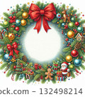 A message card surrounded by Christmas wreath decorations 132498214