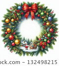 A message card surrounded by Christmas wreath decorations 132498215