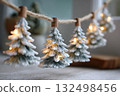 Frosted pinecone Christmas garland decoration 132498456