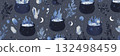 Magical night pattern with cauldrons, herbs, and moon 132498459