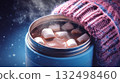 Hot Chocolate with Marshmallows in Winter Mug 132498460