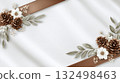 Elegant ribbon pinecone Christmas corner border 132498463
