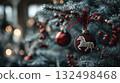 Red Christmas ornament with silver horse detail 2026 132498468