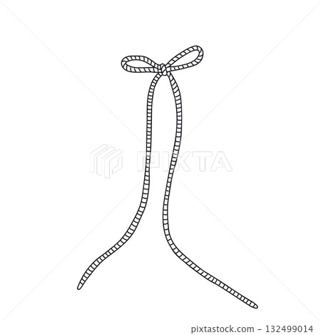 Hand drawn black line art fancy bow knot isolated on white background 132499014