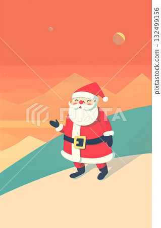 Cheerful Santa Claus character in a vibrant landscape, wearing a classic red suit and hat, celebrating the festive spirit of Christmas and New Year Cheerful Santa Claus character in a vibrant landscape, wearing a classic red suit and hat, celebrating the festive spirit of Christmas and New Year 132499156