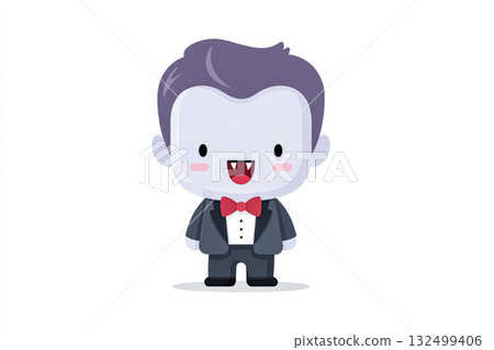 Cute cartoon vampire character in tuxedo with bow tie for Halloween concept illustration 132499406