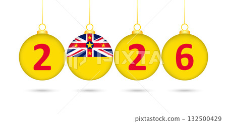 Niue Flag Christmas Balls 2026 Decoration. 132500429