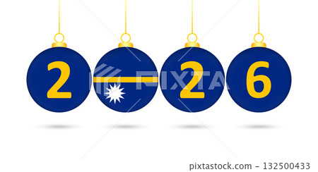 Nauru Flag Christmas Balls 2026 Decoration. 132500433
