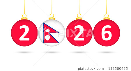 Nepal Flag Christmas Balls 2026 Decoration. 132500435