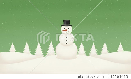 一幅簡單插圖,描繪了一個戴著高頂禮帽的雪人站在冬日雪景中 一幅簡單插圖,描繪了一個戴著高頂禮帽的雪人站在冬日雪景中 132501413