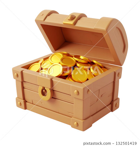 寶藏的 3D 插圖 132501419