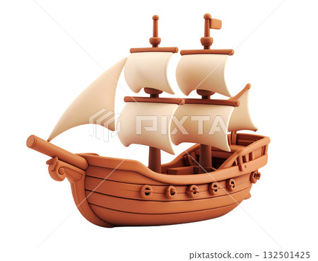 3D illustration of a sailing ship 3D illustration of a sailing ship 132501425