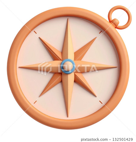 3D illustration of a compass 3D illustration of a compass 132501429