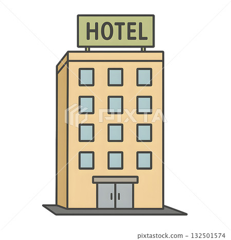 簡單的飯店線條圖插圖 132501574