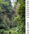 Beautiful waterfall flowing through lush green forest in nature 132501590