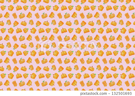 Watercolor pumpkin and bat seamless pattern | Autumn, Halloween, background, wrapping paper design, wallpaper material 132501693