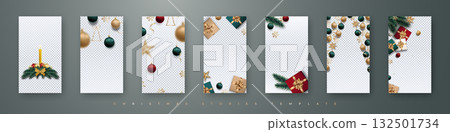 Minimalistic holiday designs featuring decorative elements and e Minimalistic holiday designs featuring decorative elements and e 132501734
