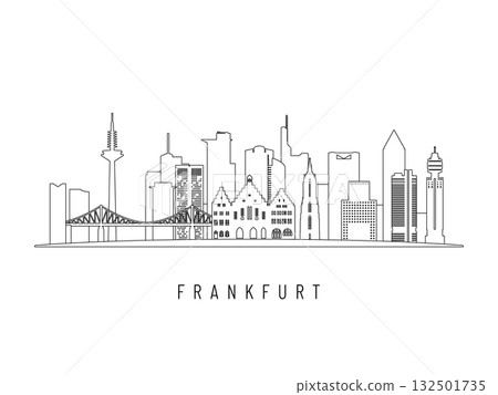 Detailed Frankfurt skyline vector illustration. 132501735