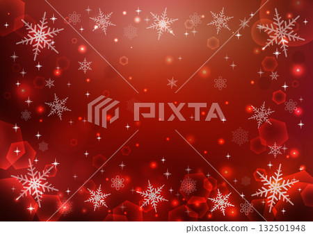 冬季閃閃發光的聖誕雪花背景紅色 132501948