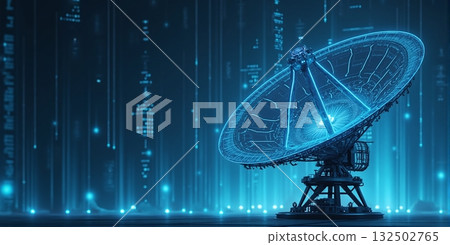 Futuristic blue satellite dishes scanning the cosmos for signals - ai generated 132502765